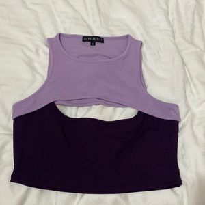 Y2K purple tank top colour blocking